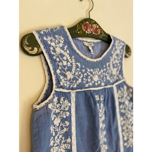 Joie chambray cotton floral embroidered shift dress small - Picture 2 of 5